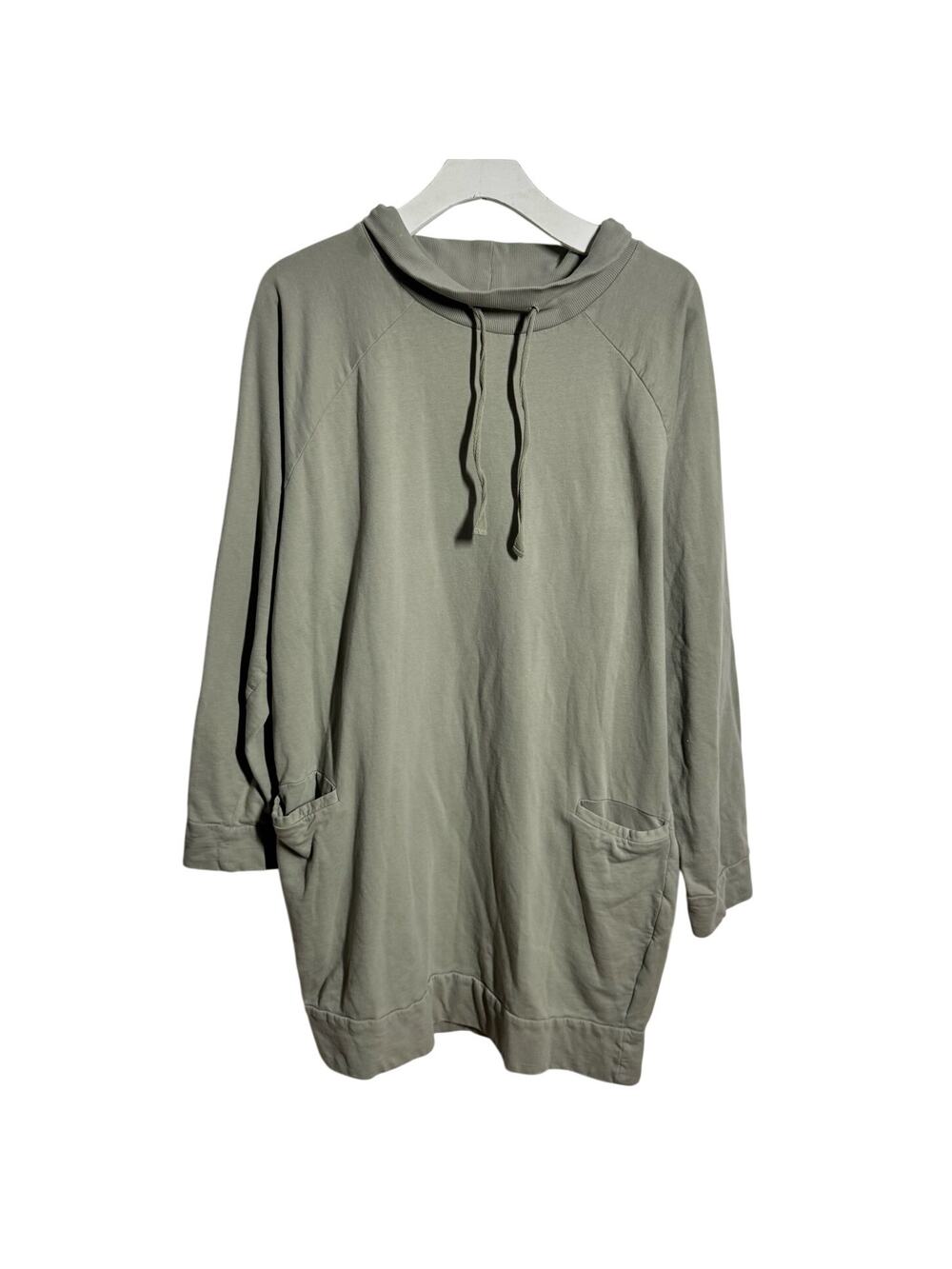 WVN for you Knit Sweatshirt Tunic Dress Women L Green Organic Cotton Athleisure